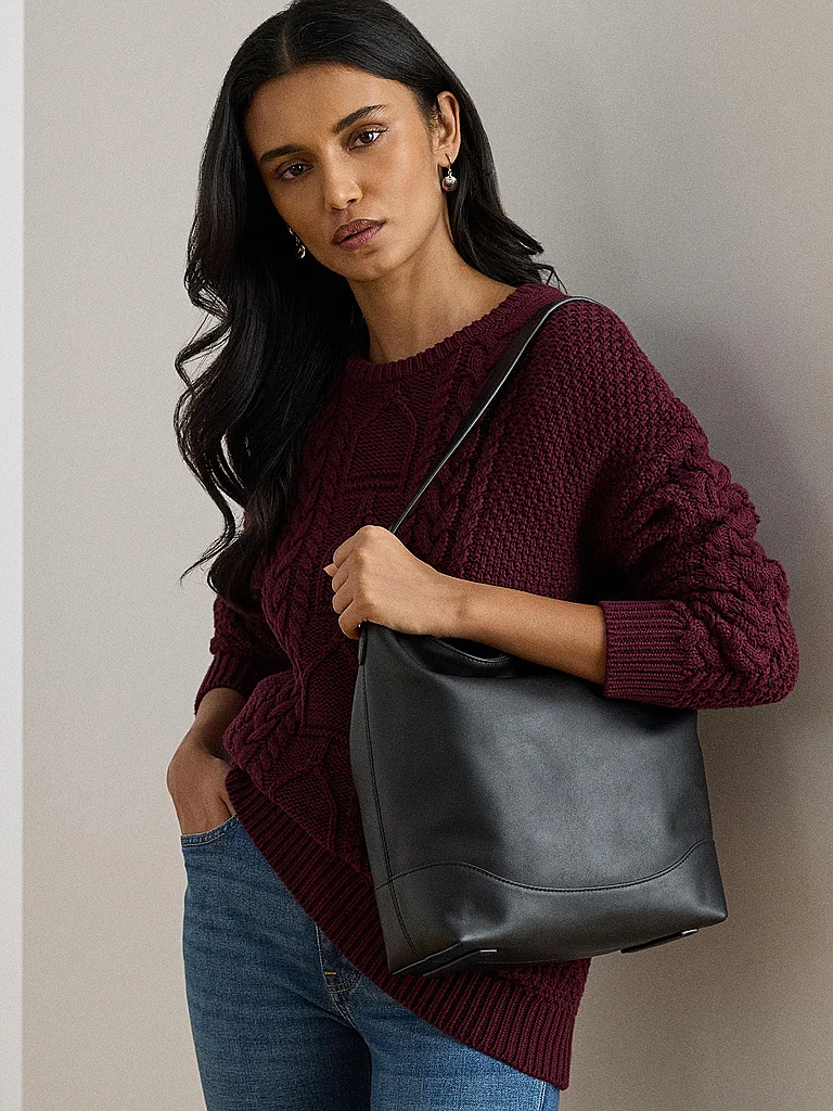 LAUREN RALPH LAUREN Sac en cuir - Sac Hobo TASHA Large noir